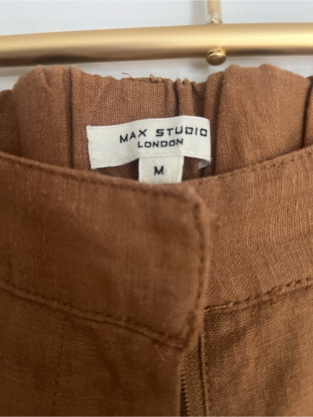 Max Studio Brown Linen Blend pants Sz M, high waist, wide leg